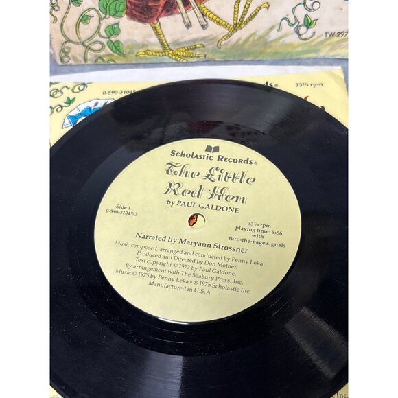 The Little Red Hen Book & Vinyl Record by Paul Galdone 1973 Scholastic Records N - Picture 3 of 5